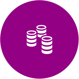 Ícone com três pilhas de moedas