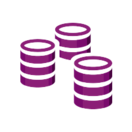 Icône avec trois piles de pièces magenta